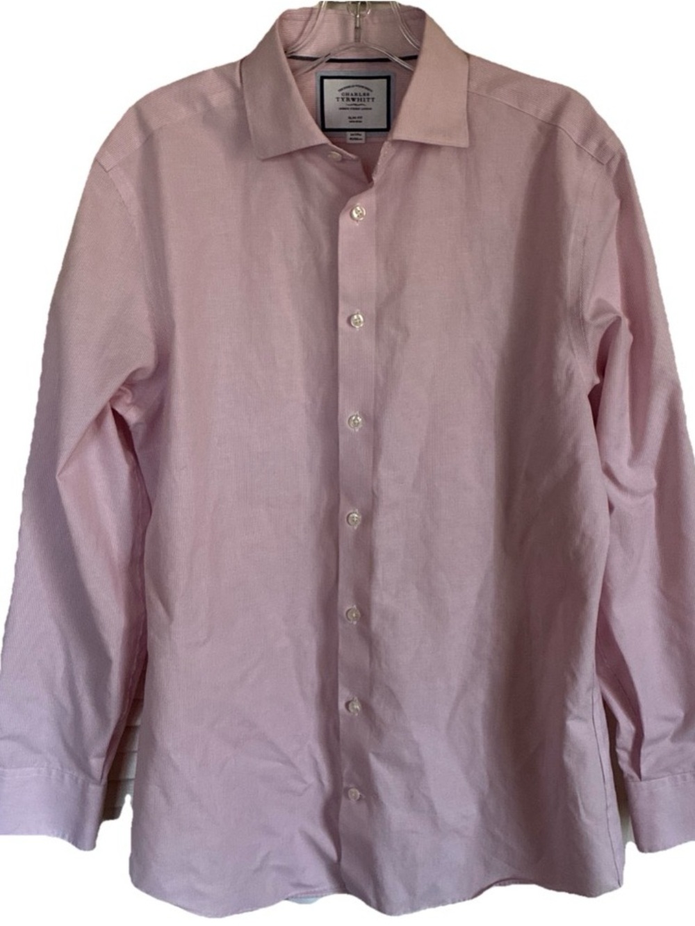 Charles Tyrwhitt-Men’s Shirt Size 16.5/34 In 41/86 Cm Pink Non-Iron Slim Fit EUC